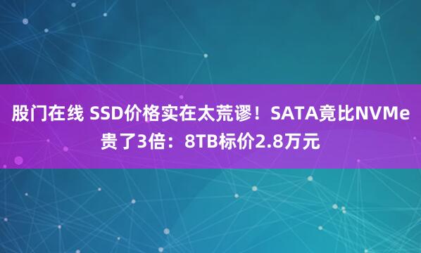 股门在线 SSD价格实在太荒谬！SATA竟比NVMe贵了3倍：8TB标价2.8万元
